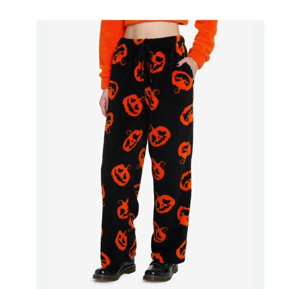 EUC Hot Topic Plus Jack-O-Lantern Fuzzy Pants